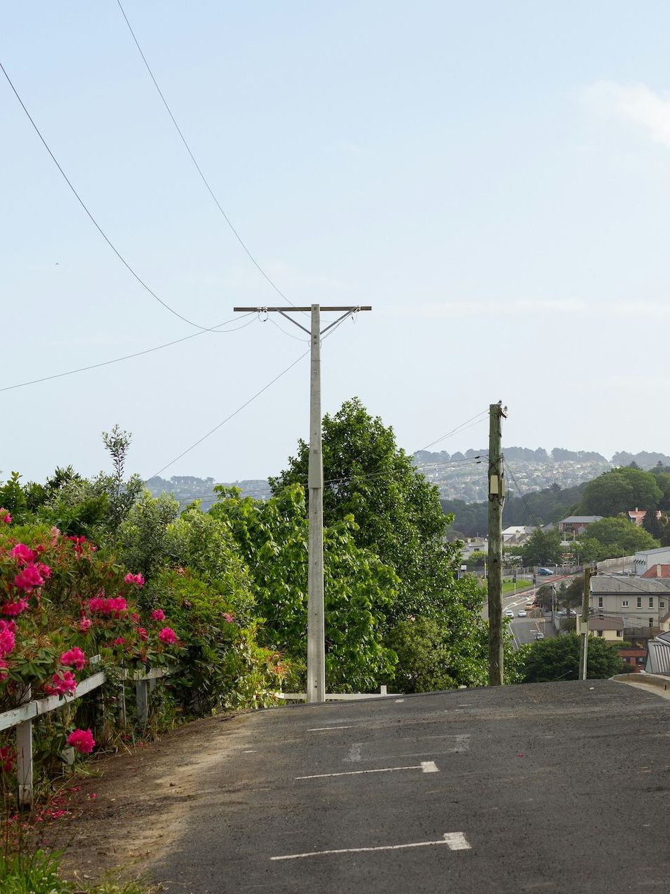 Quiet city street with shops